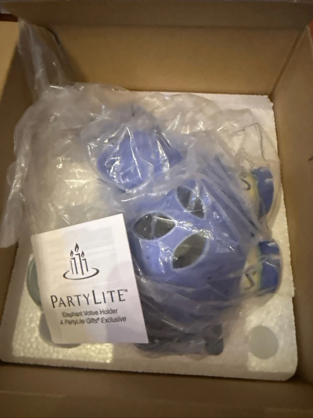 PartyLite Lavender Elephant Votive Holder with Butterfly Accent NIB P8176